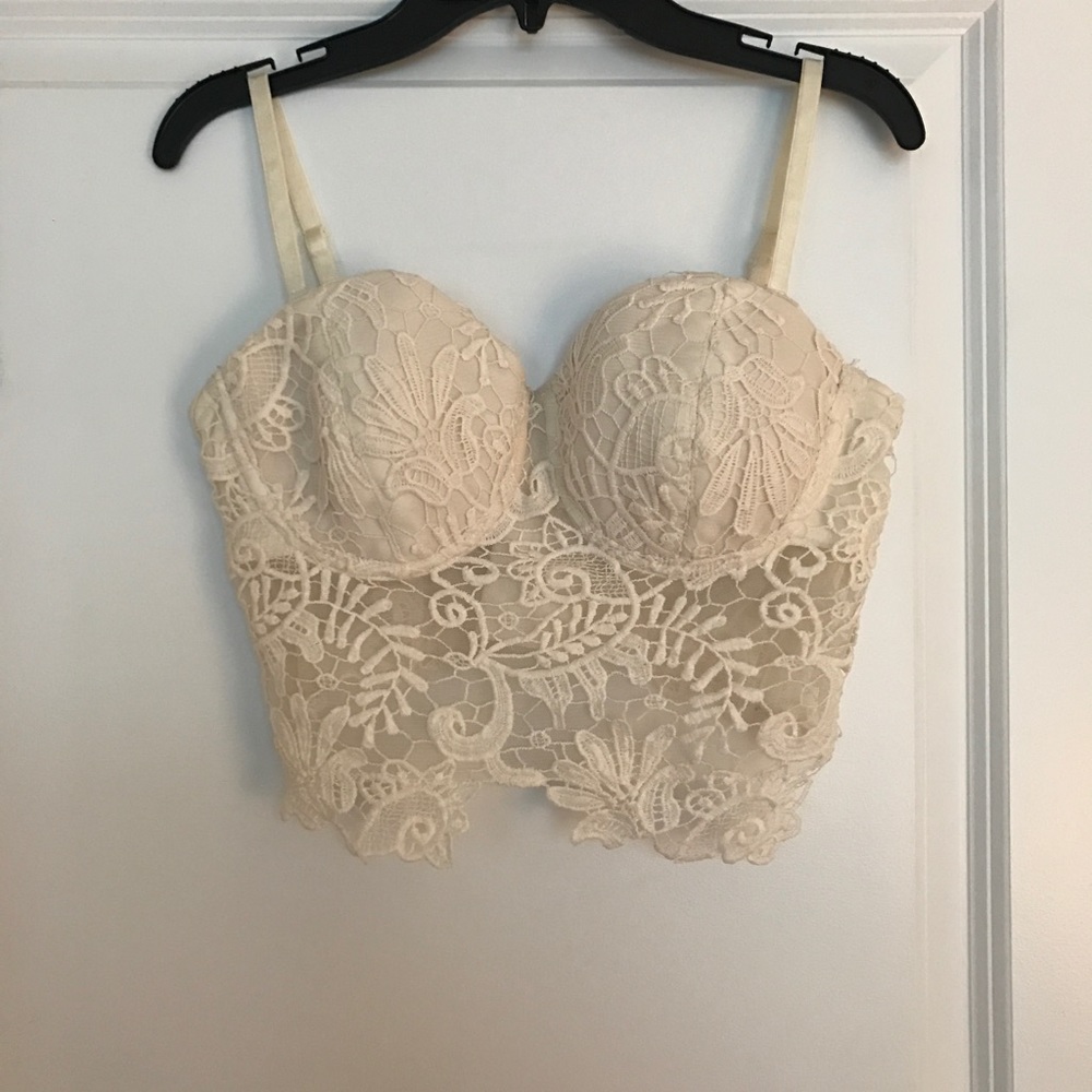 Bebe white cream Crop Top